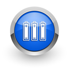 battery blue glossy web icon