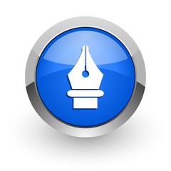 pen blue glossy web icon