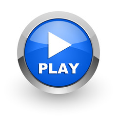 play blue glossy web icon