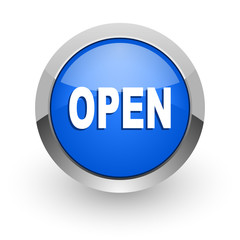 open blue glossy web icon