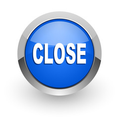 close blue glossy web icon