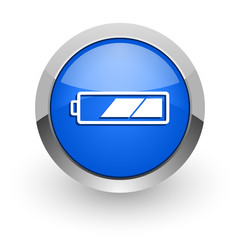 battery blue glossy web icon