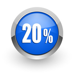 20 percent blue glossy web icon