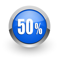 50 percent blue glossy web icon