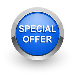 special offer blue glossy web icon