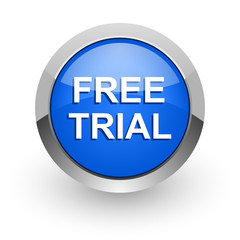 free trial blue glossy web icon