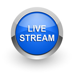 live stream blue glossy web icon