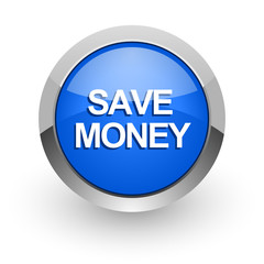 save money blue glossy web icon