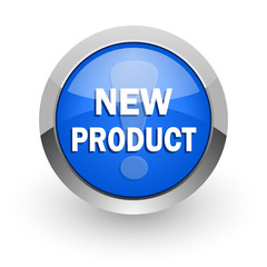 new product blue glossy web icon