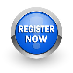 register now blue glossy web icon