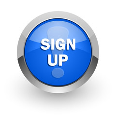 sign up blue glossy web icon