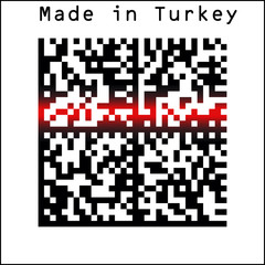 Bar Code icon over Made in Turkey
