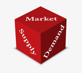 dice in red color with concept of market economy