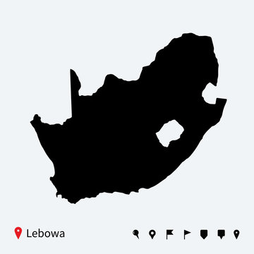 High detailed vector map of Lebowa with navigation pins.
