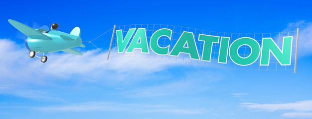 Cartoon Airplanes with Vacation Banner