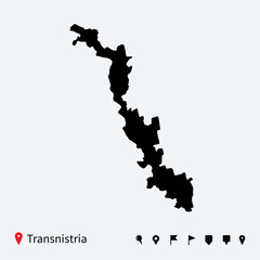 Obraz premium High detailed vector map of Transnistria with navigation pins.