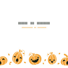 Smiling Halloween pumpkins horizontal border seamless pattern