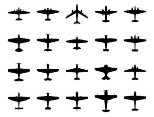 Airplanes silhouette set. Vector EPS10.