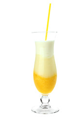 Delicious fruit smoothie isolated on white