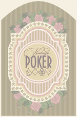 Vintage casino poker card, vector illustration