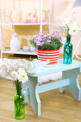 Home interior decoration with flowers