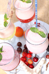 Delicious milkshakes, close-up