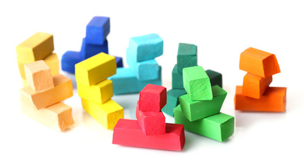 Colorful chalk pastels isolated on white