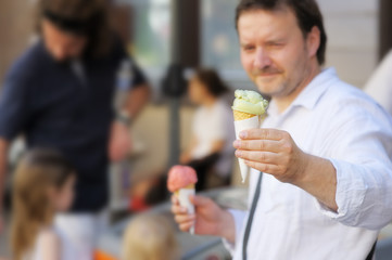 Man holding ice cream