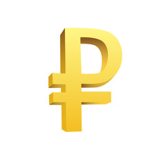 golden currency symbol of rouble