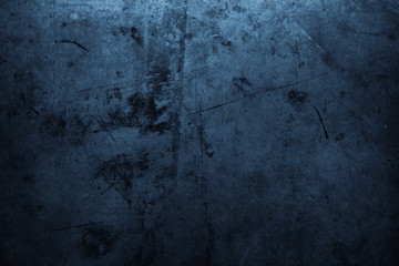 Blue dark grungy concrete wall texture background