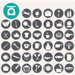 Food and kitchen icons set. Illustration eps10