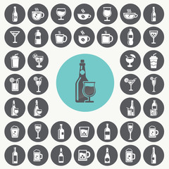 Drink icons set. Illustration eps10