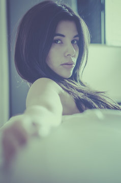 moody art photo sensual young woman