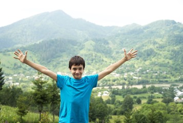 boy and mountains