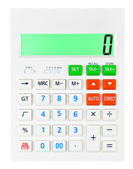 Calculator with 0 on display on white background