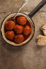 Meatballs in pan