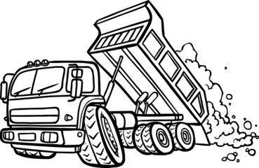 Cartoon tipper truck. Border