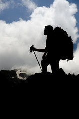 Lonely climber on the summit