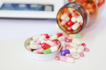 Colorful tablets with capsules