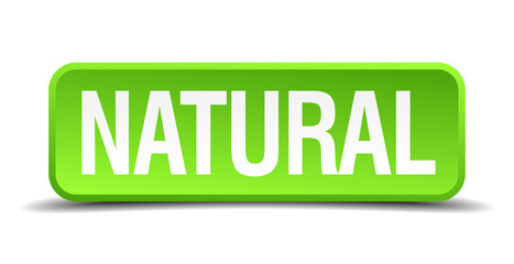 Natural green 3d realistic square isolated button