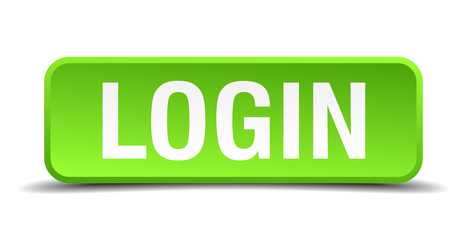 Login green 3d realistic square isolated button