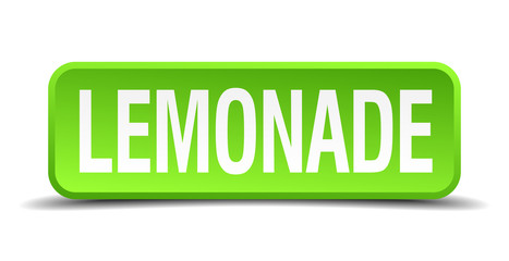 Lemonade green 3d realistic square isolated button