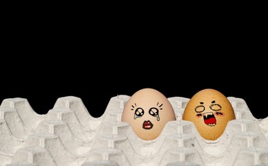 Painted egg on the carton