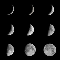 Beautiful bright moon in the black night sky