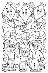 Papier Peint photo autocollant Pour enfants Maze 9 coloring book with children
