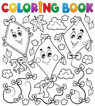 Coloring book with three kites