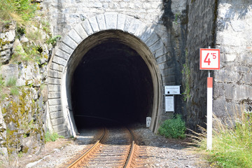 Fototapeta na wymiar Einfahrt in eien Zugtunnel
