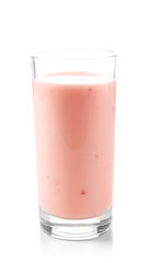 Glass of yogurt isolated on white