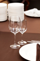 Tables set for meal