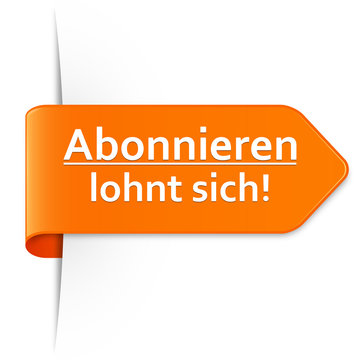 Langer orangener Sticker Pfeil &ndash; Abonnieren lohnt sich!